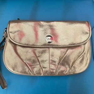 Coach gold metallic wristlet